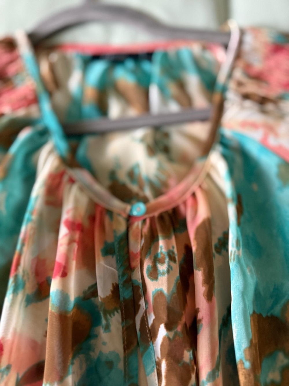 Apt. 9 Turquoise Multi Floral Tie-Front Sheer Blouse - Picture 10 of 15